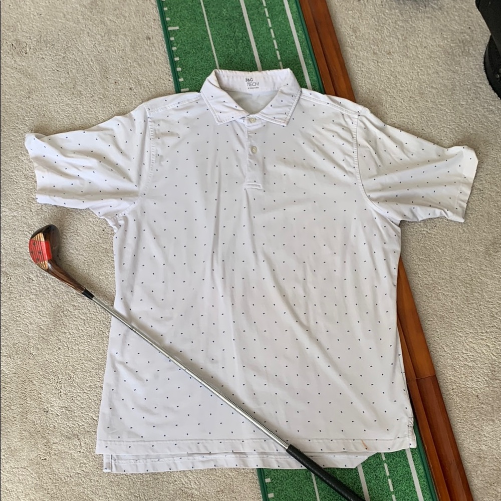 Fairway & Greene White Paisley Pattern Men's Golf Shirt M